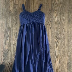 Girls' Navy Chiffon Spaghetti-Strap Formal Dress